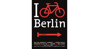 Fahrradwerkstatt Suche - repariert Versenderbikes - Werbungschield - I bike Berlin