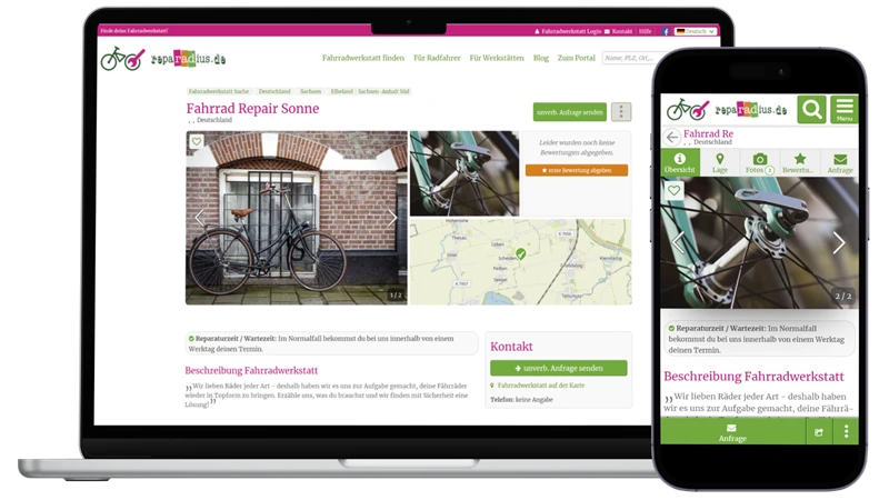 reparadius Profil als Website nutzen
