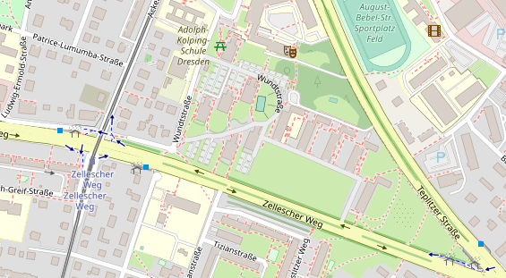 Fahrradwerkstatt auf Satellitenbild