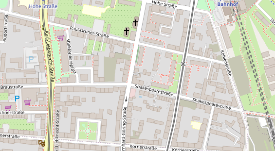 Fahrradwerkstatt auf Satellitenbild