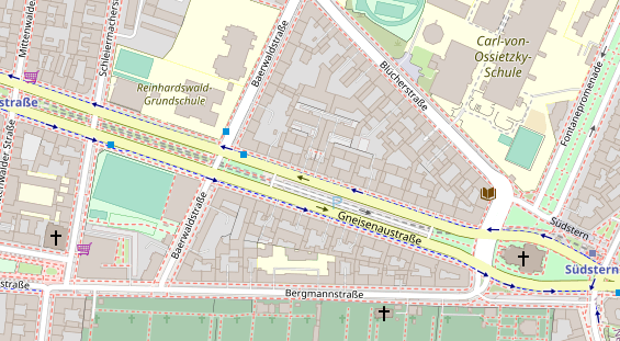Fahrradwerkstatt auf Satellitenbild