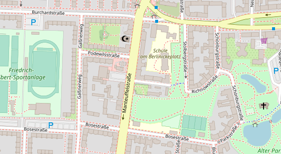 Fahrradwerkstatt auf Satellitenbild