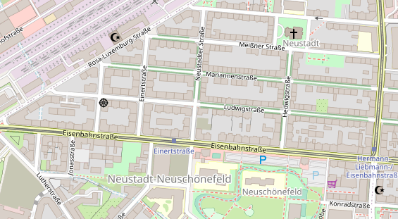 Fahrradwerkstatt auf Satellitenbild