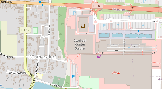 Fahrradwerkstatt auf Satellitenbild