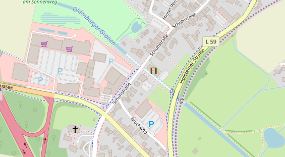 Fahrradwerkstatt auf Satellitenbild