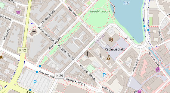 Fahrradwerkstatt auf Satellitenbild