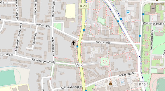Fahrradwerkstatt auf Satellitenbild