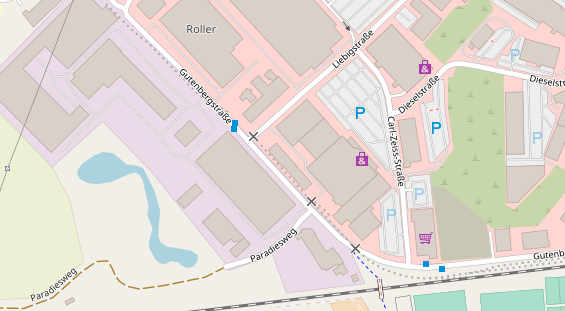 Fahrradwerkstatt auf Satellitenbild
