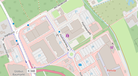 Fahrradwerkstatt auf Satellitenbild