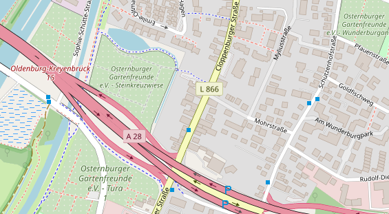 Fahrradwerkstatt auf Satellitenbild