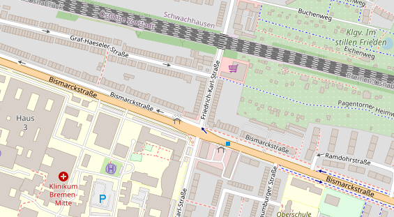 Fahrradwerkstatt auf Satellitenbild