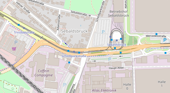 Fahrradwerkstatt auf Satellitenbild
