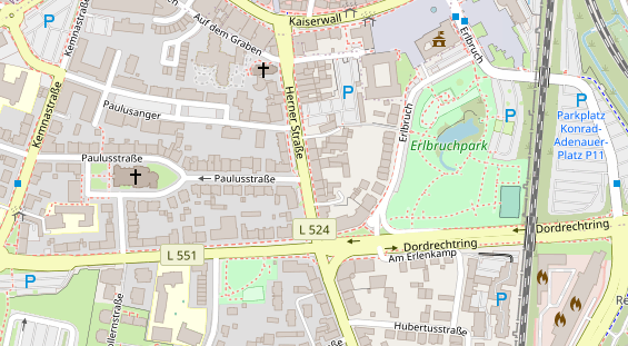 Fahrradwerkstatt auf Satellitenbild