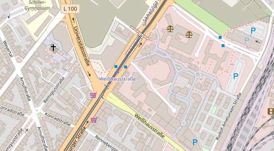 Fahrradwerkstatt auf Satellitenbild