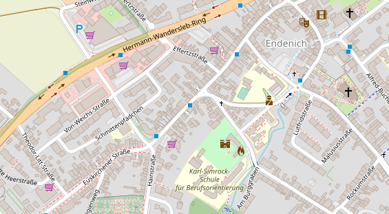 Fahrradwerkstatt auf Satellitenbild