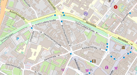 Fahrradwerkstatt auf Satellitenbild