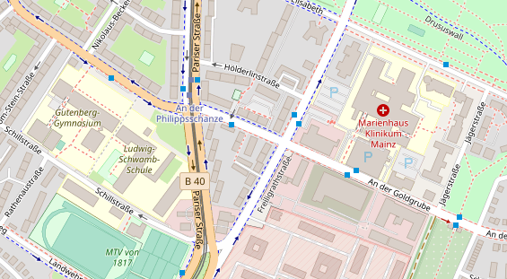 Fahrradwerkstatt auf Satellitenbild