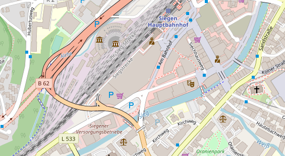 Fahrradwerkstatt auf Satellitenbild