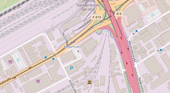 Fahrradwerkstatt auf Satellitenbild