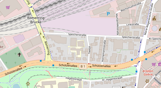 Fahrradwerkstatt auf Satellitenbild
