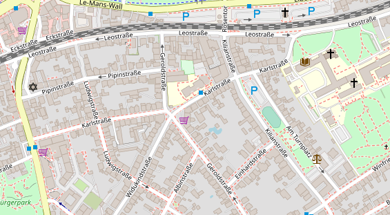 Fahrradwerkstatt auf Satellitenbild