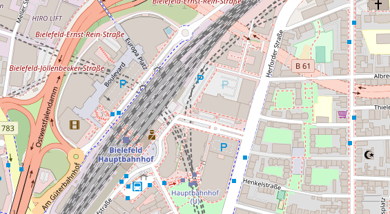 Fahrradwerkstatt auf Satellitenbild