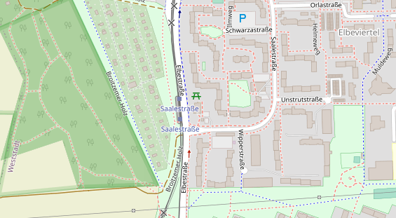 Fahrradwerkstatt auf Satellitenbild