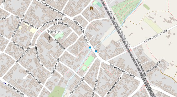 Fahrradwerkstatt auf Satellitenbild