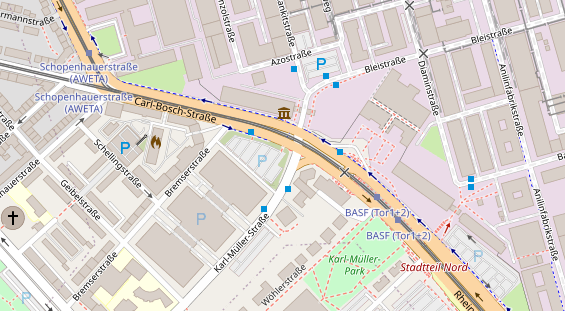 Fahrradwerkstatt auf Satellitenbild