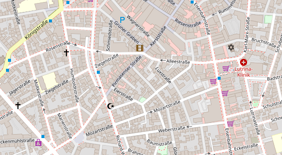 Fahrradwerkstatt auf Satellitenbild