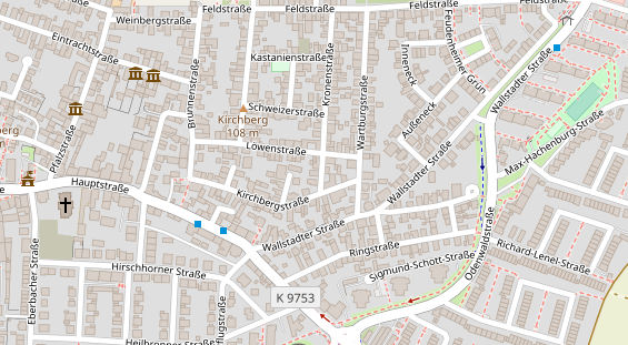 Fahrradwerkstatt auf Satellitenbild