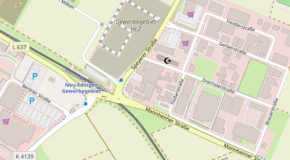 Fahrradwerkstatt auf Satellitenbild