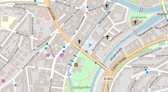 Fahrradwerkstatt auf Satellitenbild