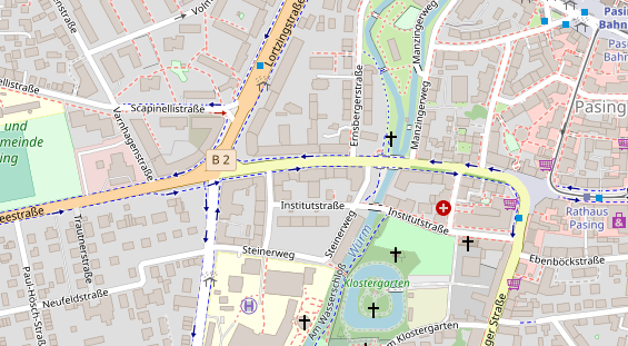 Fahrradwerkstatt auf Satellitenbild