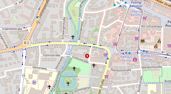 Fahrradwerkstatt auf Satellitenbild