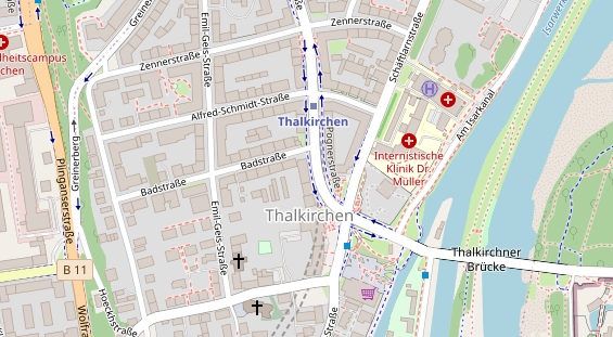 Fahrradwerkstatt auf Satellitenbild