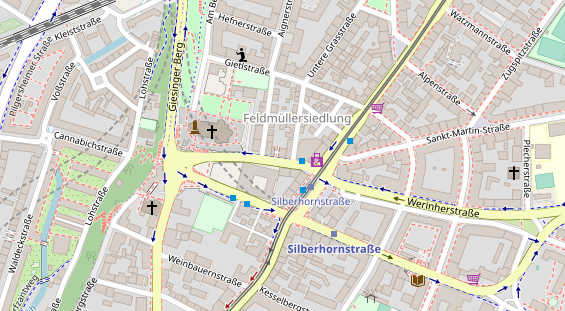 Fahrradwerkstatt auf Satellitenbild