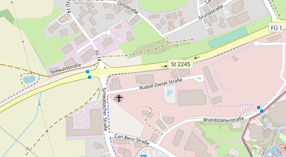 Fahrradwerkstatt auf Satellitenbild