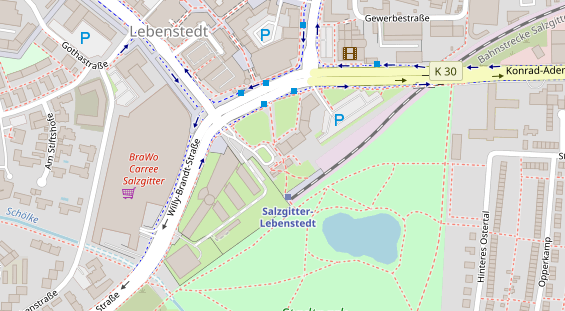 Fahrradwerkstatt auf Satellitenbild