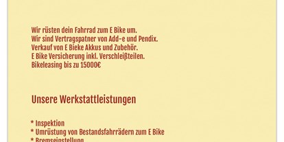 Fahrradwerkstatt Suche - PLZ 59439 (Deutschland) - www.Ebikeakku.shop UG