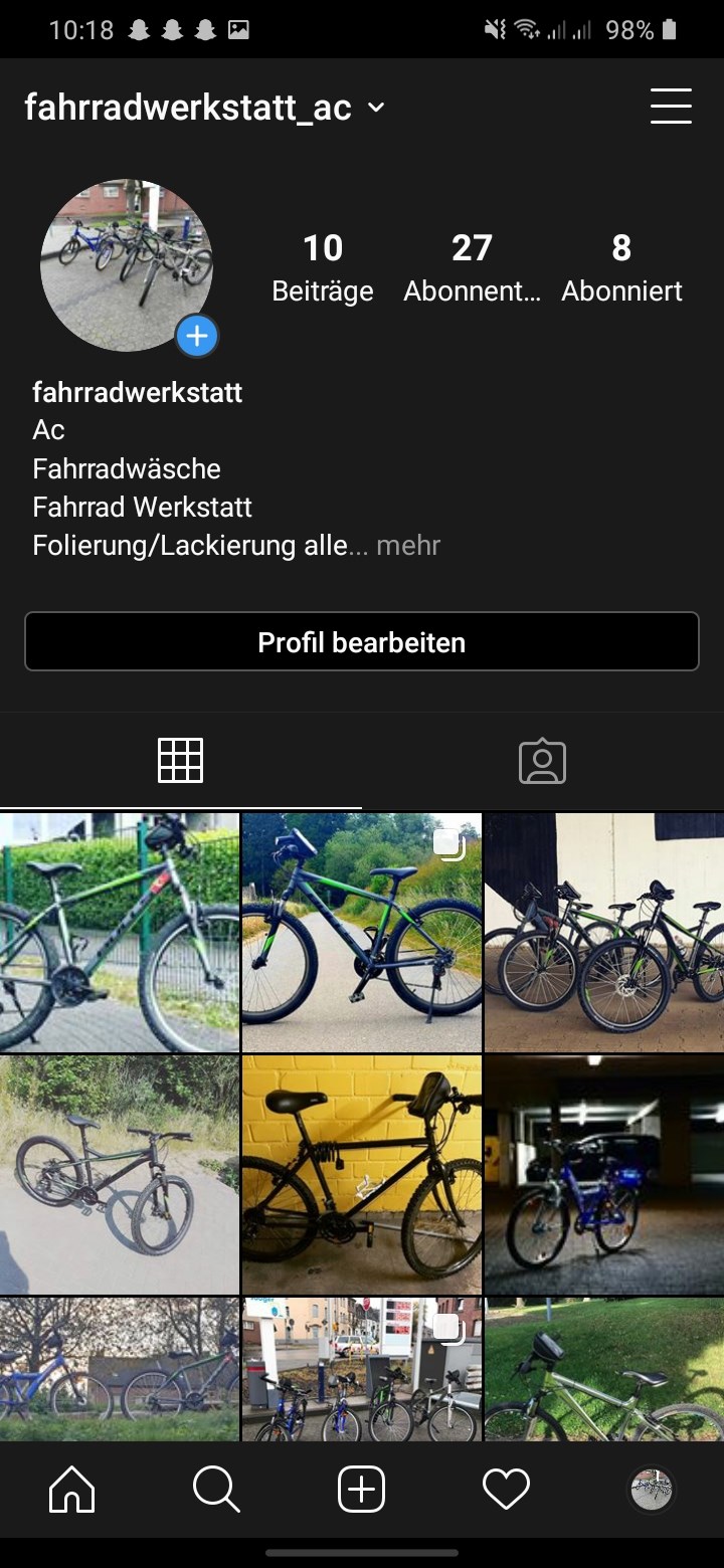 Fahrradwerkstatt: Das ist unsere instagram Seite  - Hobby Fahrradwerkstatt