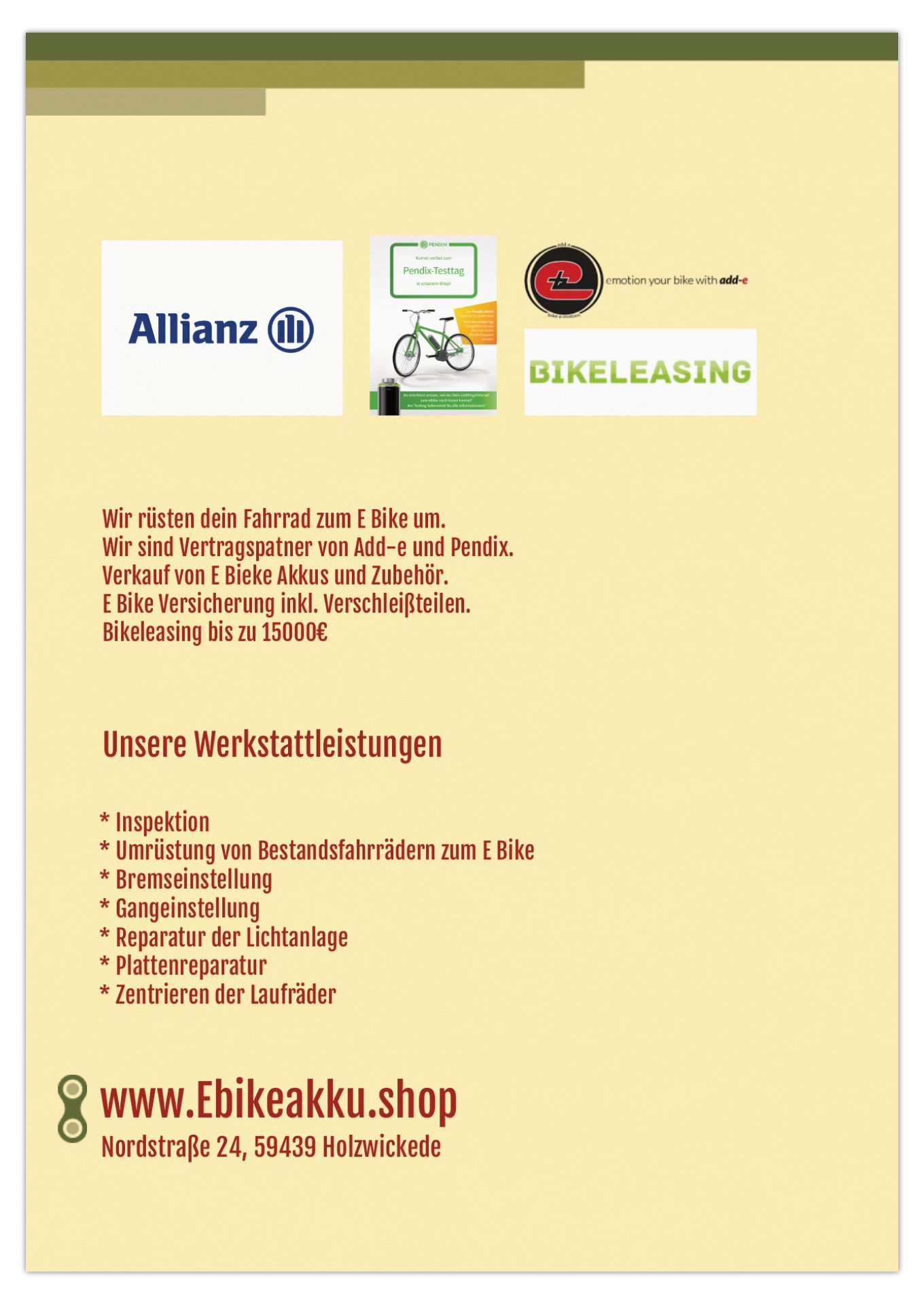 Bicycle workshop search - Ohne Termin vorbeikommen - North Rhine-Westphalia - www.Ebikeakku.shop UG